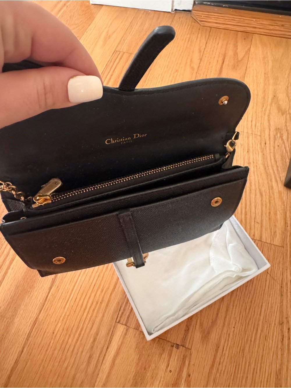 Dior Black Leather Crossbody Bag with Gold-Tone Hardware
